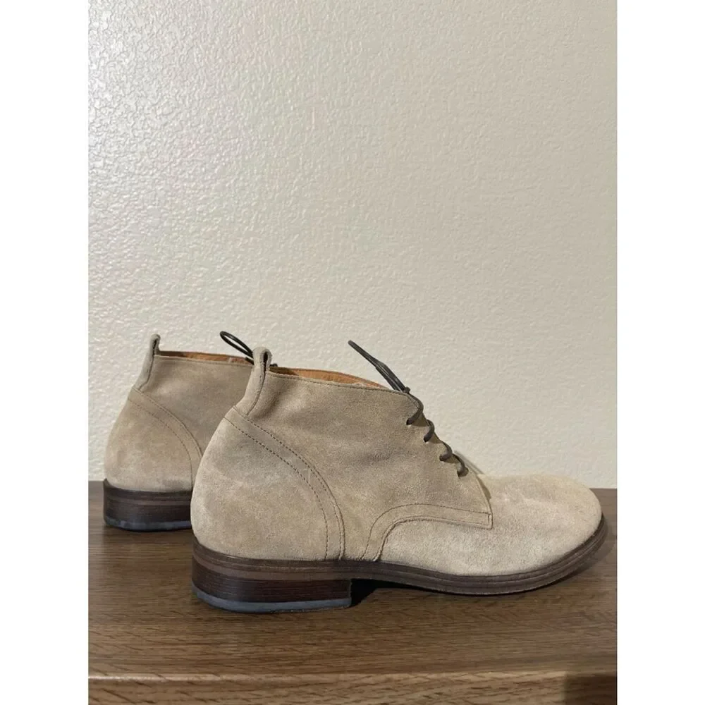 Florentini + Baker Men's Suede Chukka Boots in Beige Suede with Dark Laces